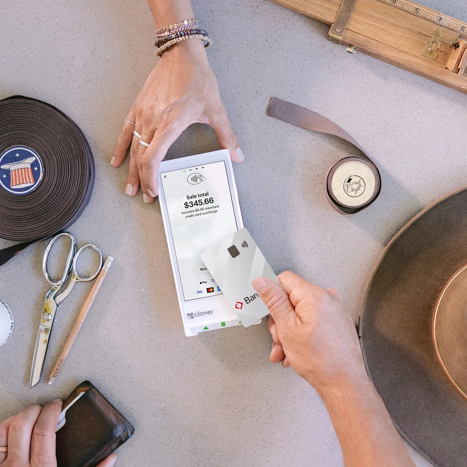 Tapping to pay on a clover terminal